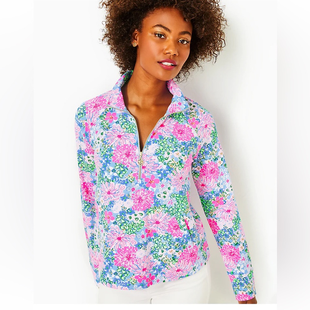 NWT Lilly Pulitzer Melena Popover UPF 50+, medium pink blue